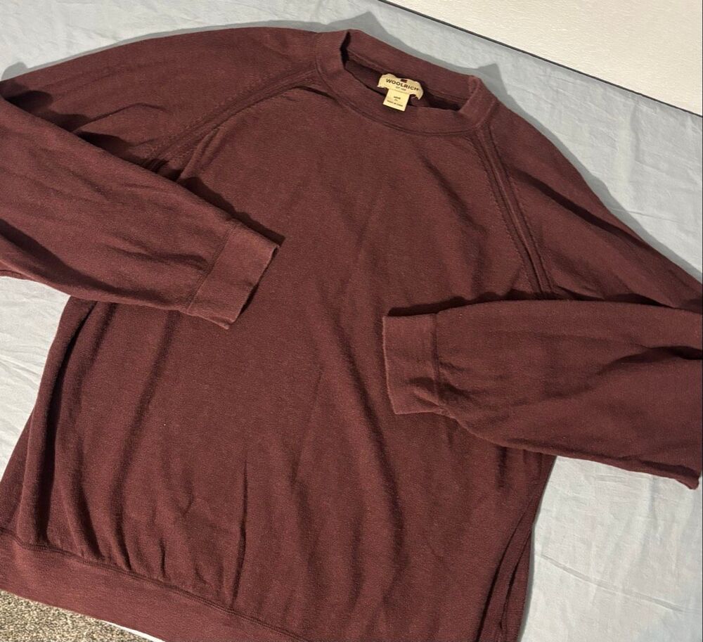 Woolrich Men’s Cabernet Crew Neck Heavy Cotton Ramie Sweater SIZE XL